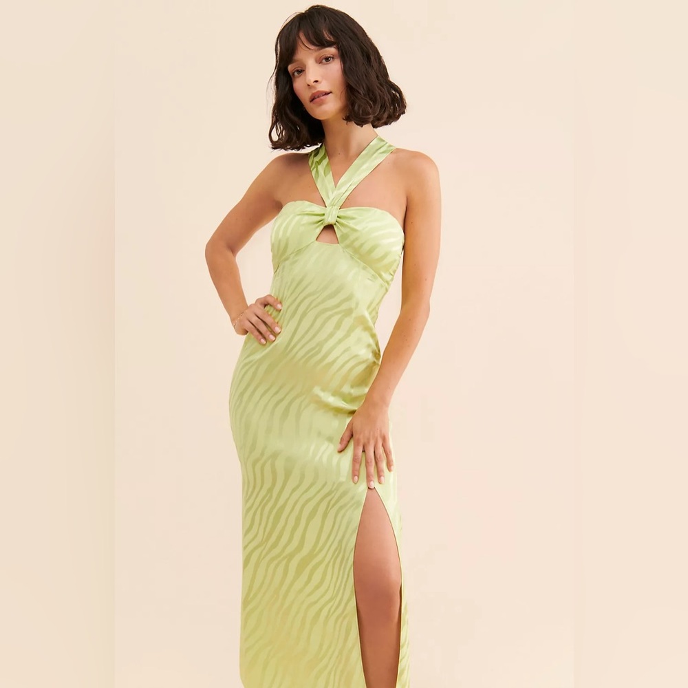 SAYLOR Light Green One-Shoulder Knot Maxi Dress